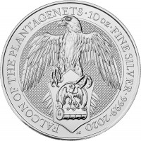 10 oz Silber Royal Mint / Queen's Beast "Falcon of the Plantagentes" in Kapsel