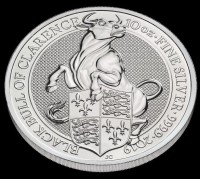 10 oz Silber Royal Mint / Queen's Beast "Black Bull" in Kapsel