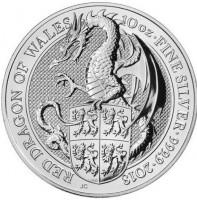 10 oz Silber Royal Mint / Queen's Beast "Red Dragon" in Kapsel