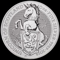 10 oz Silber Royal Mint / Queen's Beast "Unicorn of Scotland" in Kapsel