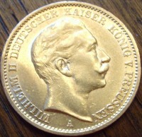 20 Mark Kaiserreich Preußen Wilhelm II ( gem. Jahrgänge ) - 7,16 Gramm Gold fein