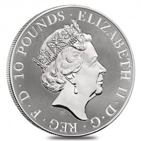 10 oz Silber Royal Mint / Queen's Beast "Unicorn of Scotland" in Kapsel