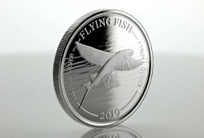 1 oz Silber Barbardos " Flying Fish " 2te Ausgabe geprägt bei Scottsdale Mint in Kapsel - max. 10.000