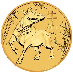 1/20 oz Gold Perth Mint Lunar III Ochse 2021 in Kapsel